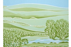 South Downs II: Limited edition reduction linocut Edition of 14, image measures 15 x 15cm