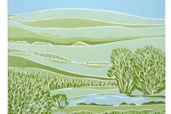South Downs II: Limited edition reduction linocut Edition of 14, image measures 15 x 15cm