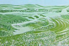 Along the South Downs Way: Limited edition reduction linocut Edition of 8, image measures 28 x 13cm SOLD OUT