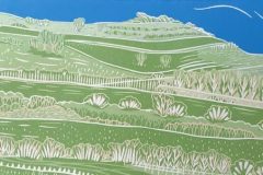 Cissbury Ring: Limited edition reduction linocut Edition of 15, image measures 40 x 13cm SOLD OUT