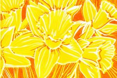 Daffodils Orange: Limited edition reduction linocut Edition of 4, image measures 6 x 4"