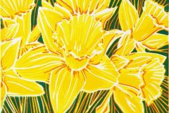 Daffodils: Limited edition reduction linocut Edition of 6, image measures 6 x 4"