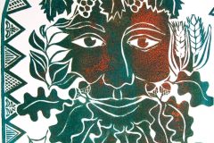 Green Man: Open edition linocut in various colourways Image measures 12 x 12"