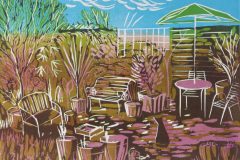 In My Garden: Limited edition reduction linocut Edition of 5, image measures 30 x 21cm