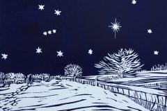 In the Bleak Midwinter: Limited edition linocut Edition of 12, image measures 8 x 6"
