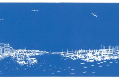 Littlehampton Looking Out to Sea: limited edition linocut. Edition of 20, measures 40 x 13cm 