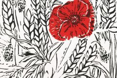 Poppy I: Limited edition two-plate linocut Edition of 16, image measures 12 x 12cm