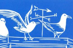 Seagulls: Open edition linocut Image measures 6 x 3.5"