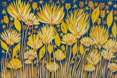 Some Flowers - Blue I & II: Limited edition reduction linocut 2 blue versions - 5 in each edition Image measures 6 x 4"