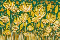 Some Flowers - Green I & II: Limited edition reduction linocut 2 green versions - 5 in each edition Image measures 6 x 4"