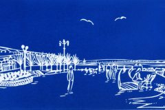 Splash Point, Worthing: Limited edition linocut Edition of 30, image measures 41 x 12cm