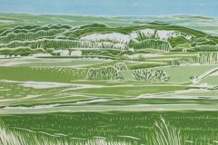 Walking in West Sussex: Limited edition reduction linocut Edition of 12, image measures 40 x 13cm SOLD OUT