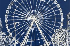 The Worthing Wheel: Limited edition linocut. Edition of 30, images measures 7" square