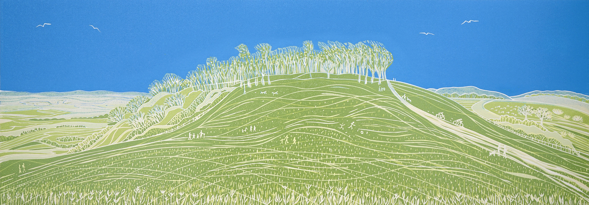 Chanctonbury Ring III greetings card, from limited edition linocut - Image 2