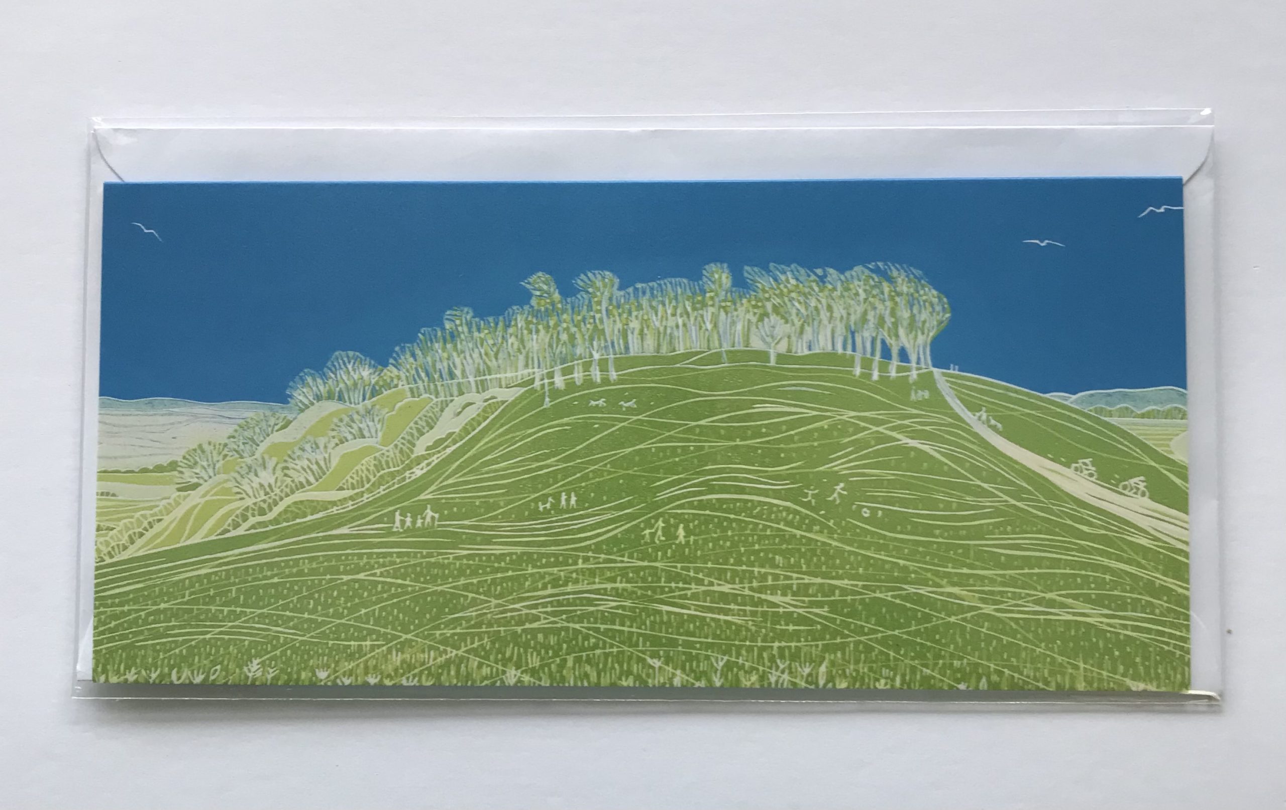 Chanctonbury Ring III greetings card, from limited edition linocut