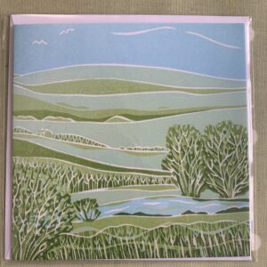 south downs linocut image